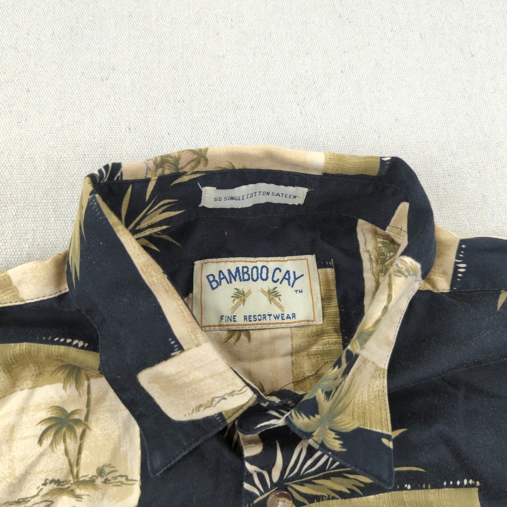 Bamboo Cay Shirt Mens Extra Large Black Floral Hawiian Palm Beachy Casual - Picture 4 of 11
